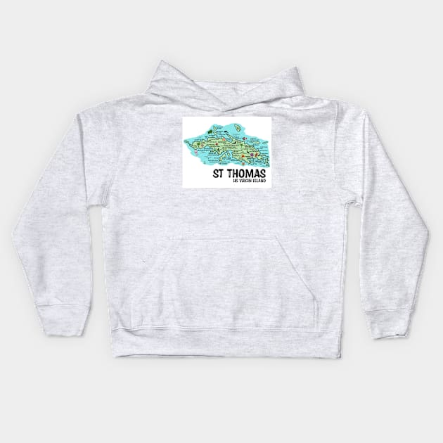 St Thomas Map Kids Hoodie by fiberandgloss